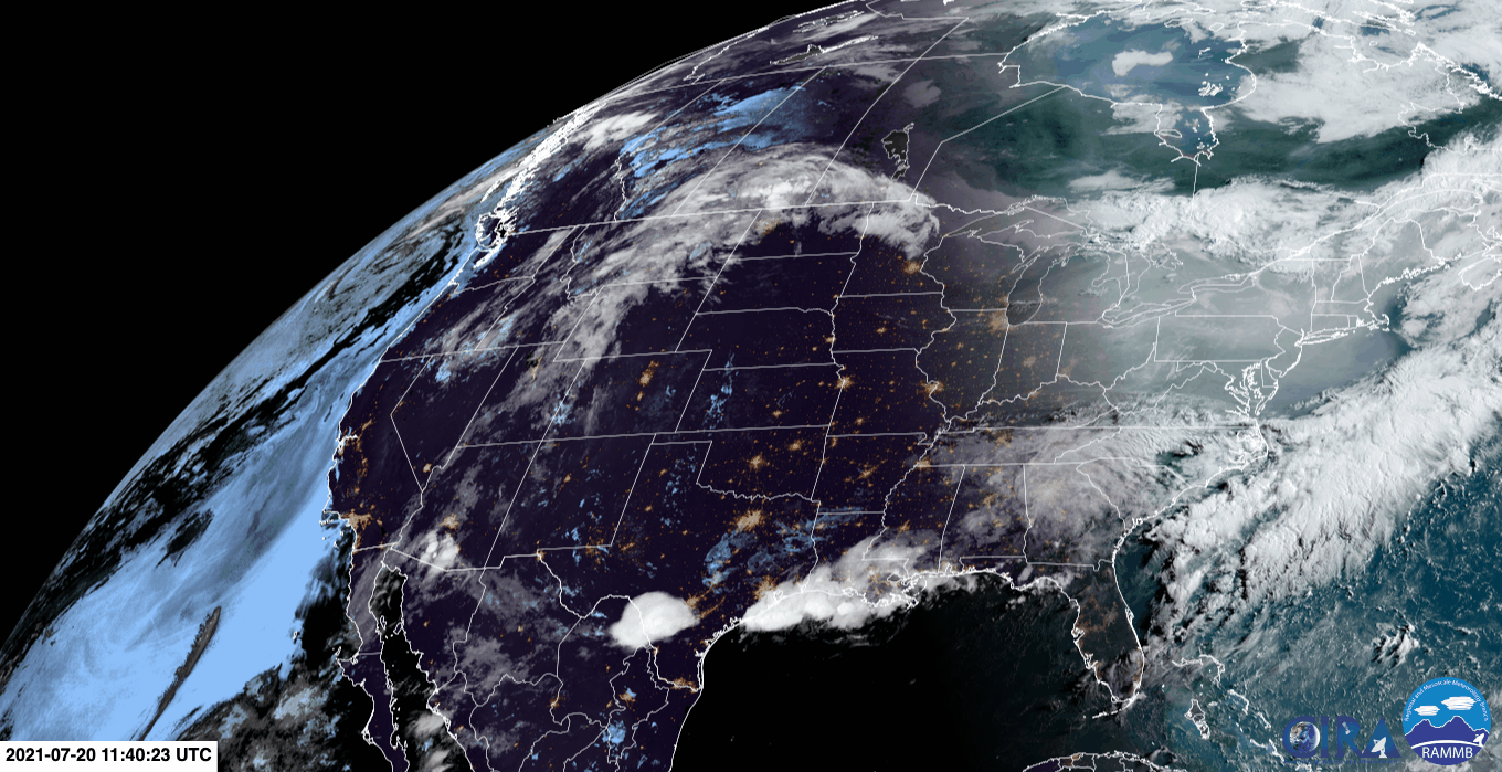 The smoke is visible across the eastern half of the U.S. on satellite. (Gif: NOAA/CIRA)