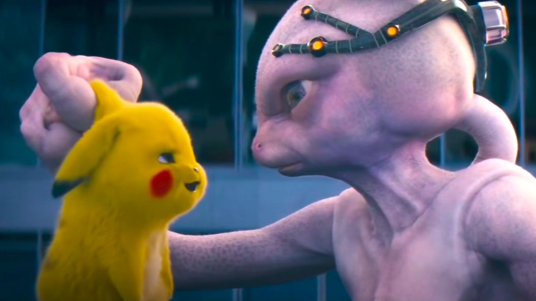 Pikachu and Mewtwo facing off. (Screenshot: Warner Bros.)