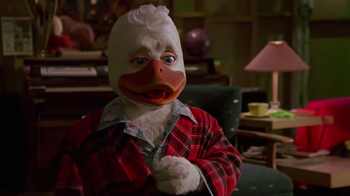 Ed Gale was the main suit performer for Marvel's Howard the Duck in the 1986 film. (Screenshot: Lucasfilm)