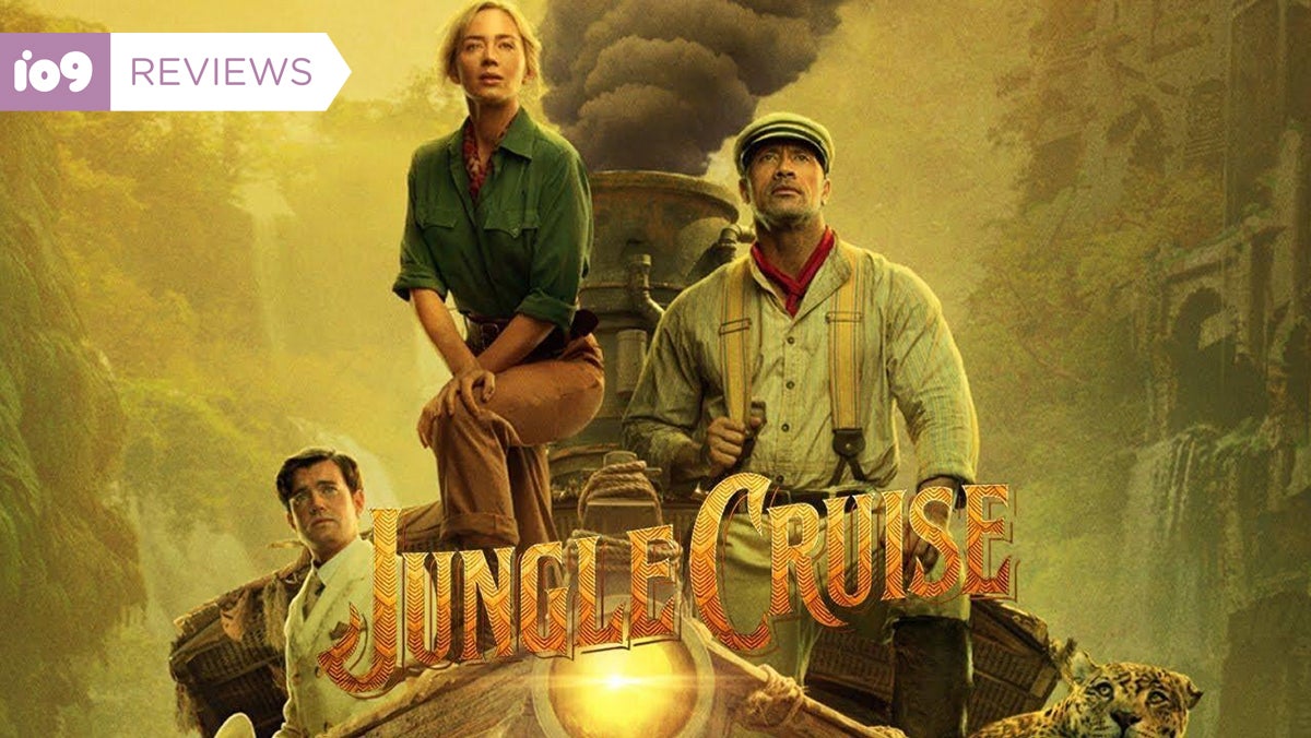 Jack Whitehall, Emily Blunt, and Dwayne Johnson are all aboard the Jungle Cruise. (Image: Disney)