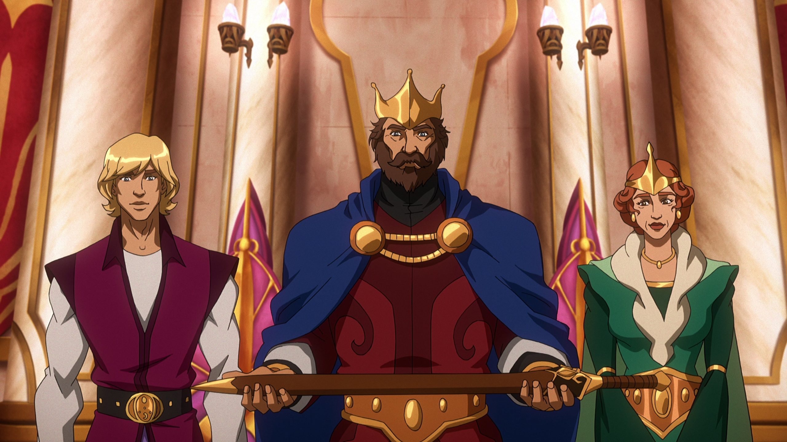 Prince Adam, King Randor, and Queen Marlena, just as you remember them... for a while, anyway. (Image: Netflix)