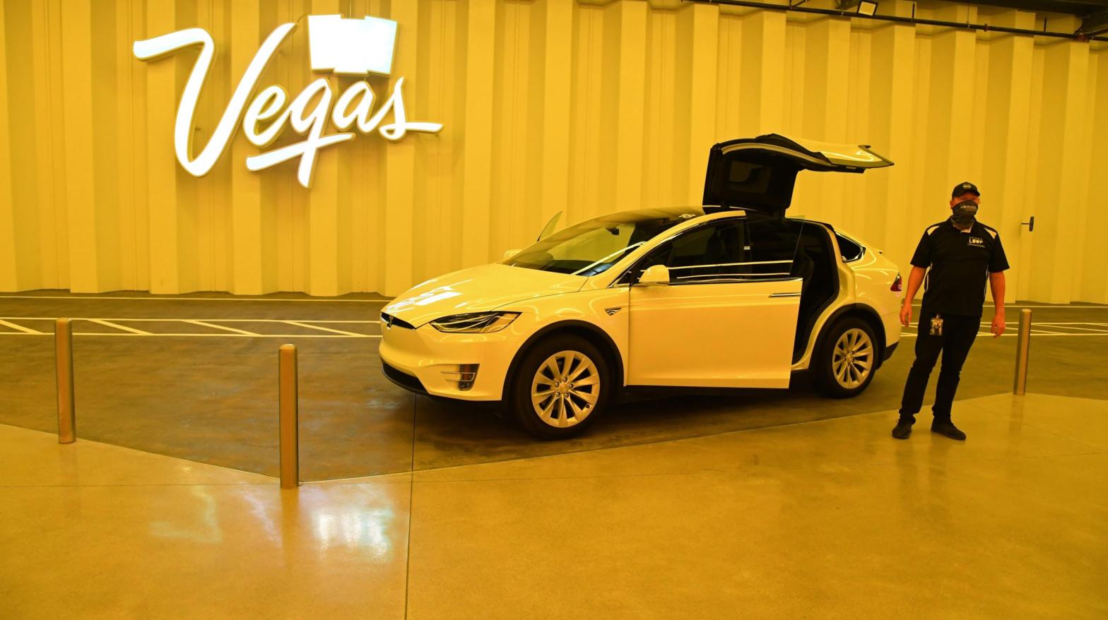 A Tesla Model X is parked in the Central Station during a media preview of the Las Vegas Convention Centre Loop on April 9, 2021 in Las Vegas, Nevada. (Photo: Ethan Miller, Getty Images)