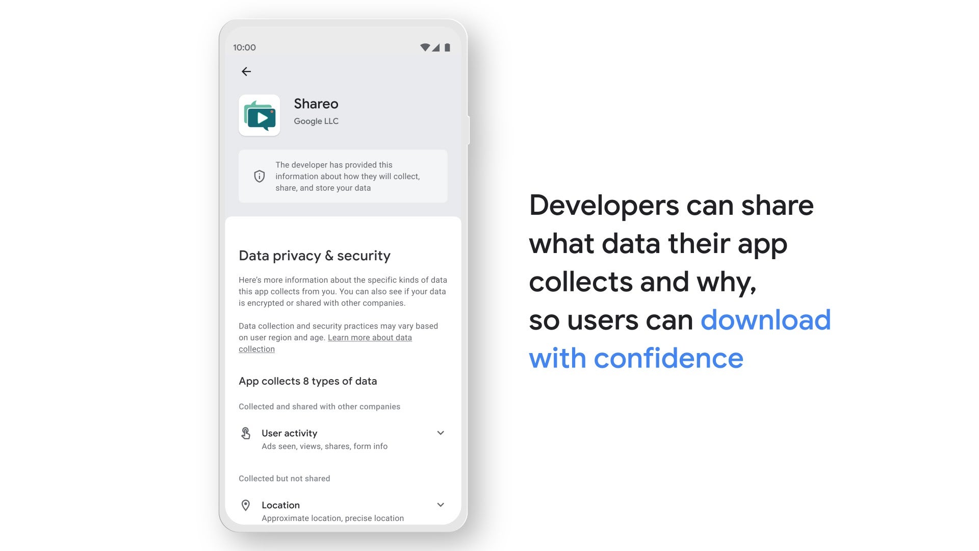 Here's an early sample from Google of what an app's safety section might look like.  (Image: Google)