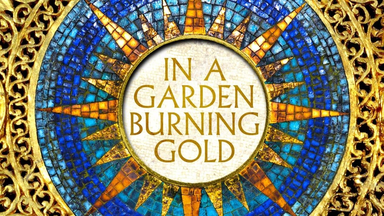 A crop of the In a Garden Burning Gold cover. (Image: Del Rey)