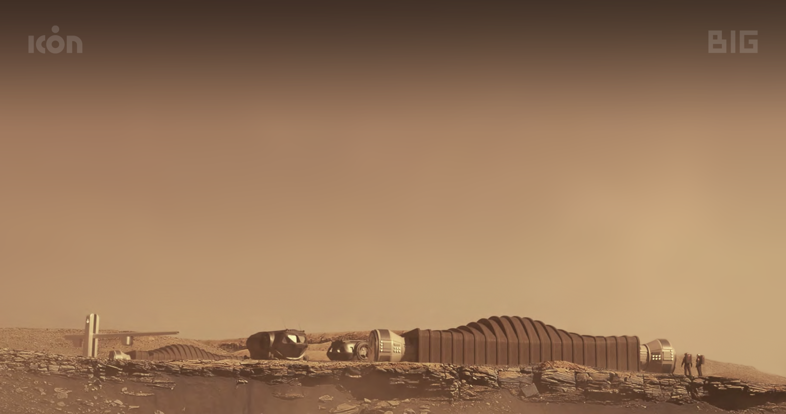 Artistic conception of the Mars Dune Alpha habitat as it would appear on Mars.  (Image: ICON)
