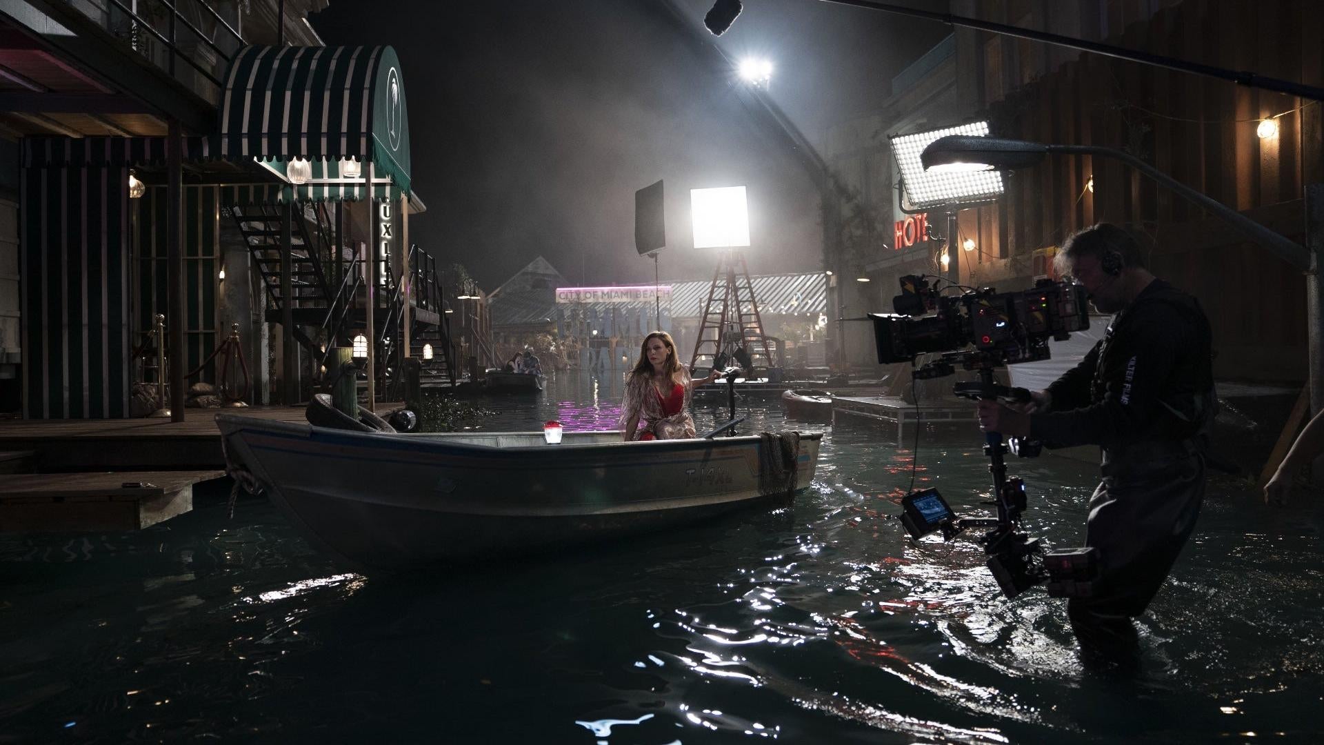 Rebecca Ferguson on one of the water-based sets.  (Photo: Warner Bros.)