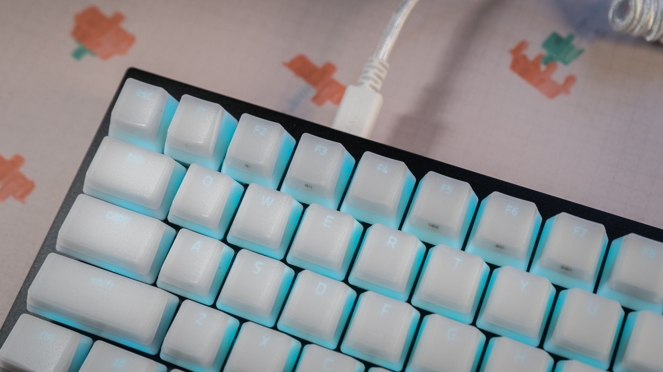 The Phantom keycaps get their look with LED light shining through.  (Photo: Florence Ion / Gizmodo)