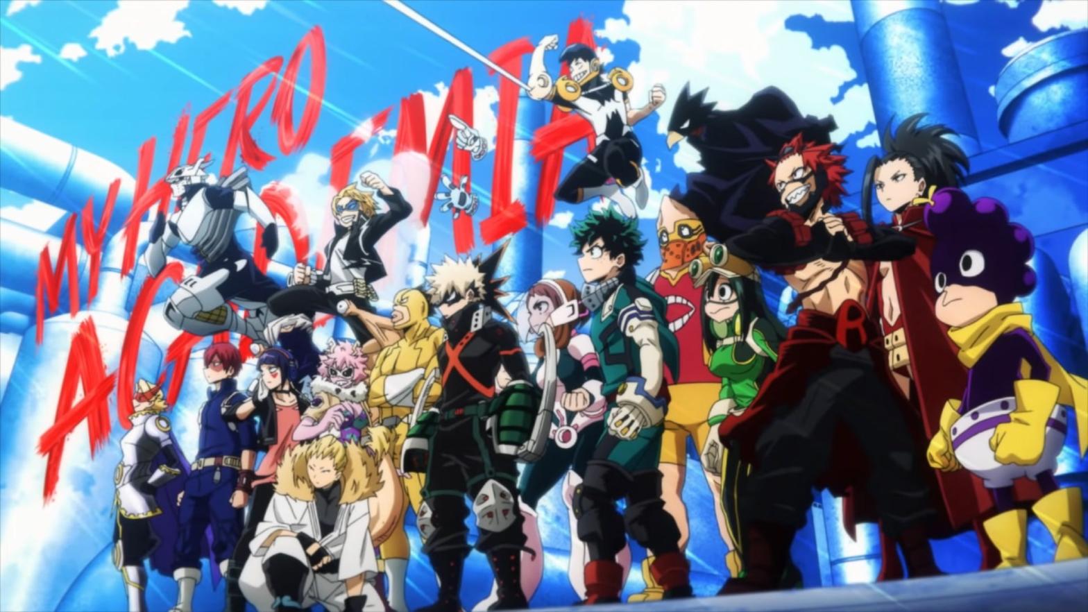 The teen heroes of Class 1-A as they appear in the first opening for the fifth season of My Hero Academia. (Screenshot: Toho/Funimation)