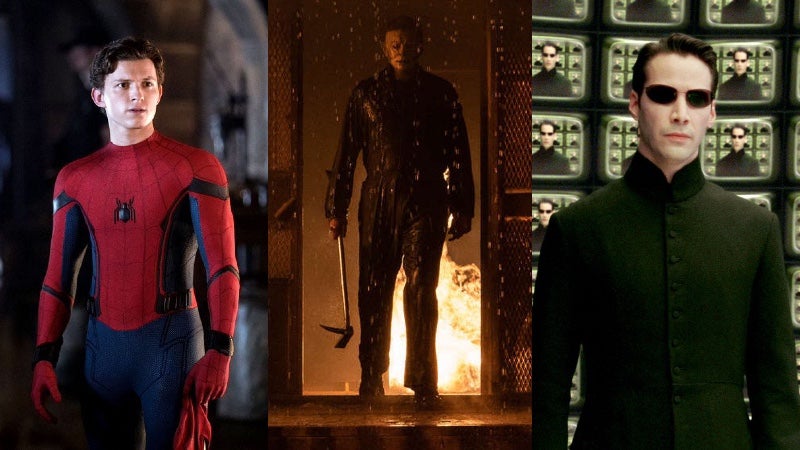 Spider-Man, Michael Myers, and Neo should all be in theatres this year. (Photo: Sony/Universal/WB)