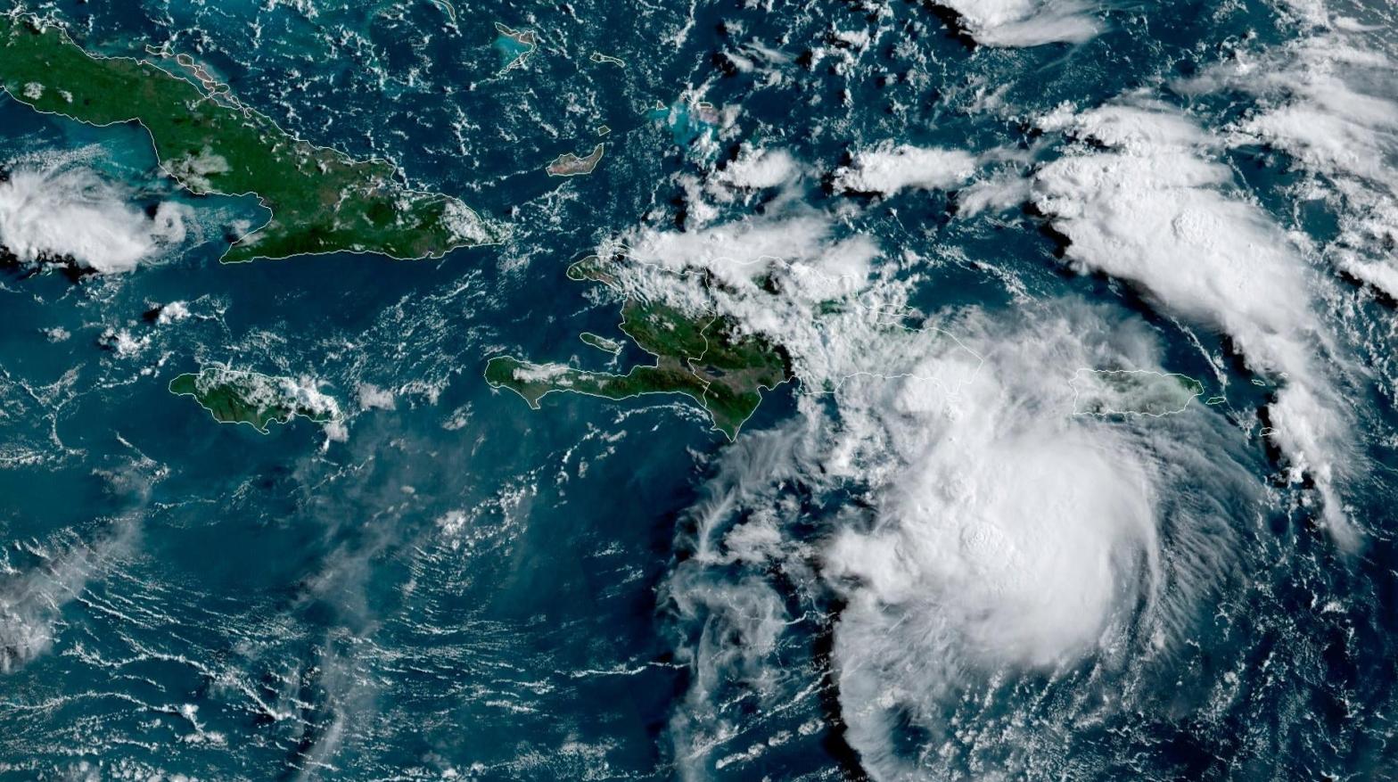 Tropical Storm Fred in the Caribbean as it passes south of Puerto Rico and the Dominican Republic at 8 a.m. EST, Wednesday, Aug. 11, 2021. (Photo: NOAA, AP)