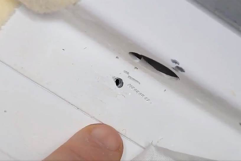 Eight holes were drilled into the Soyuz spacecraft, but only one penetrated the hull.  (Image: NASA)