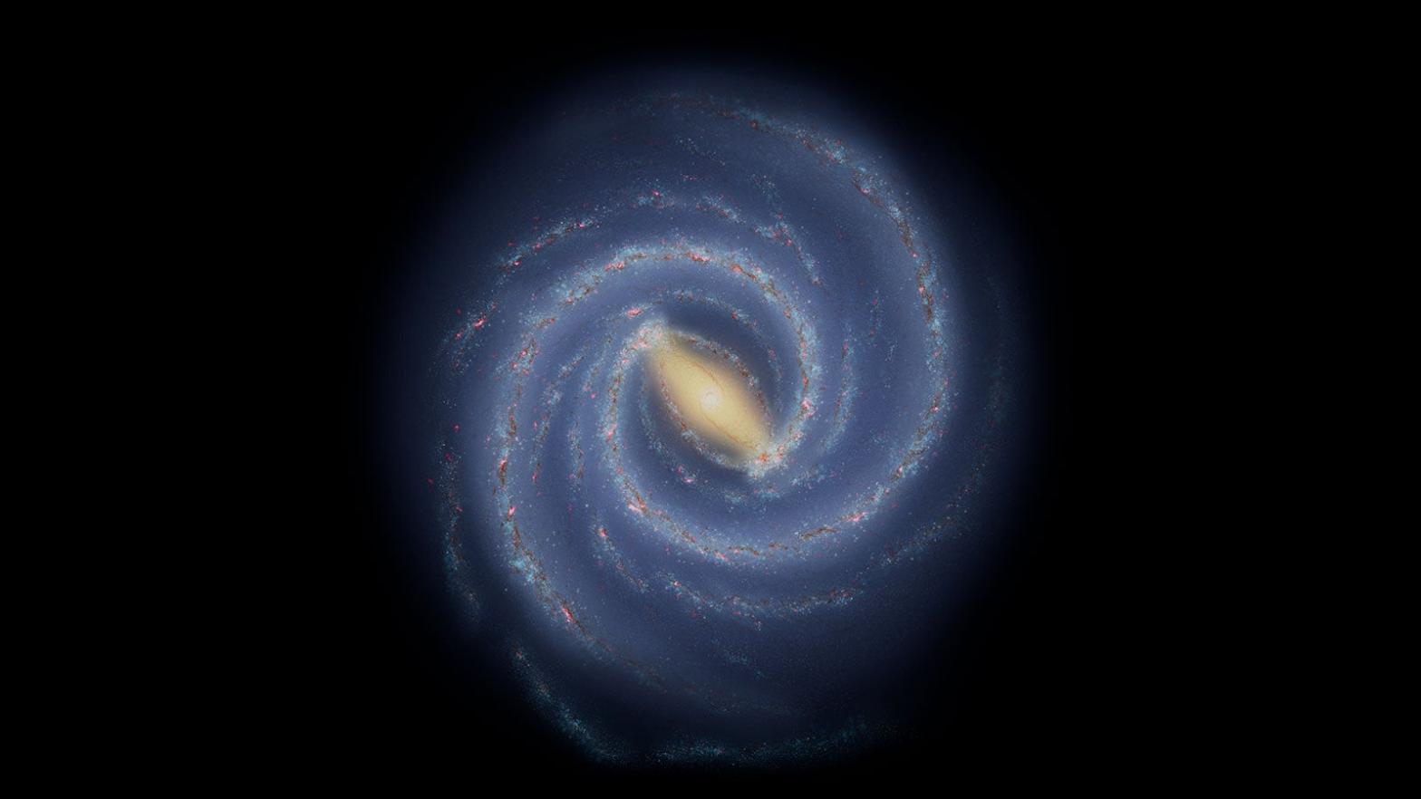 This illustration is our current best guess as to what the Milky Way looks like.  (Illustration: NASA/JPL-Caltech)