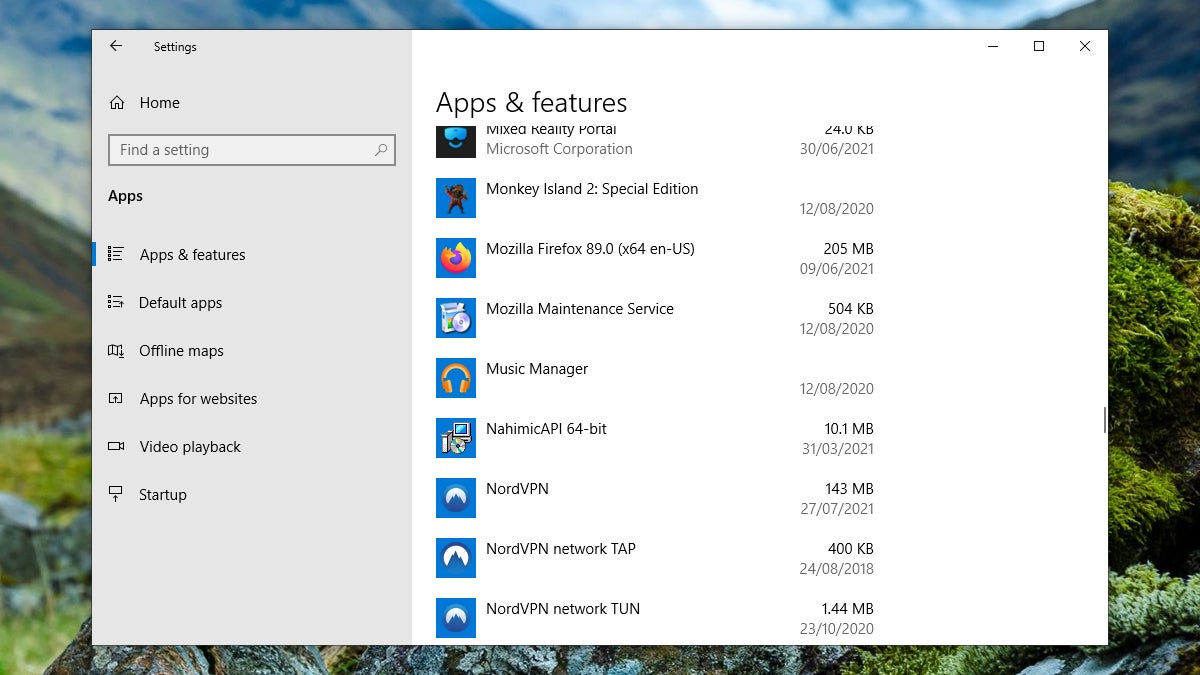 Check the apps you've got installed on Windows 10. (Screenshot: Windows 10)