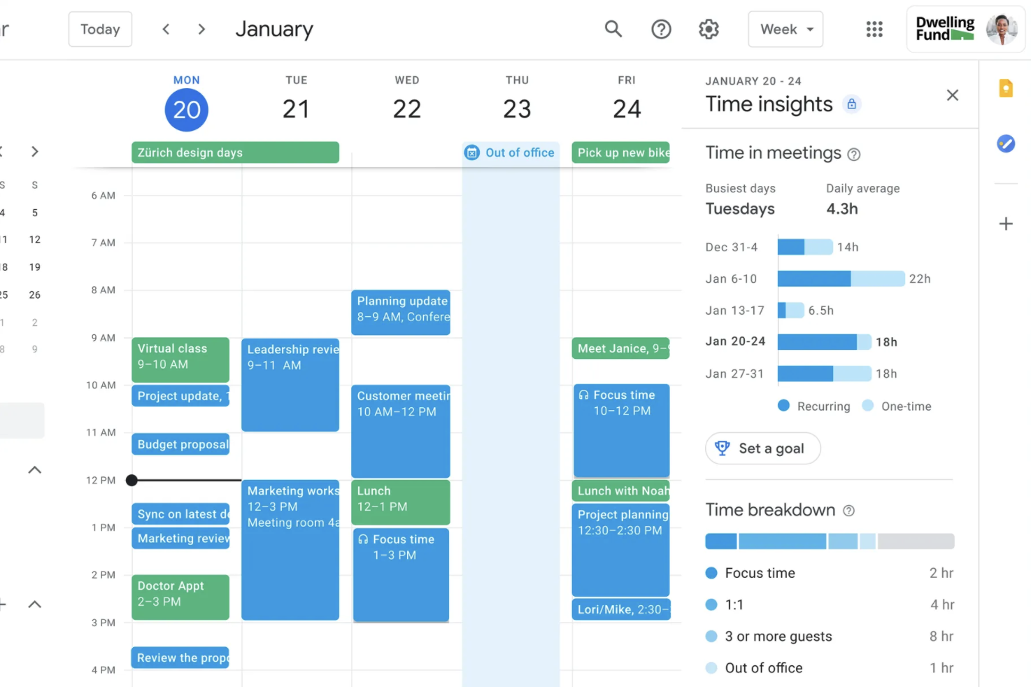 google calendar time insights