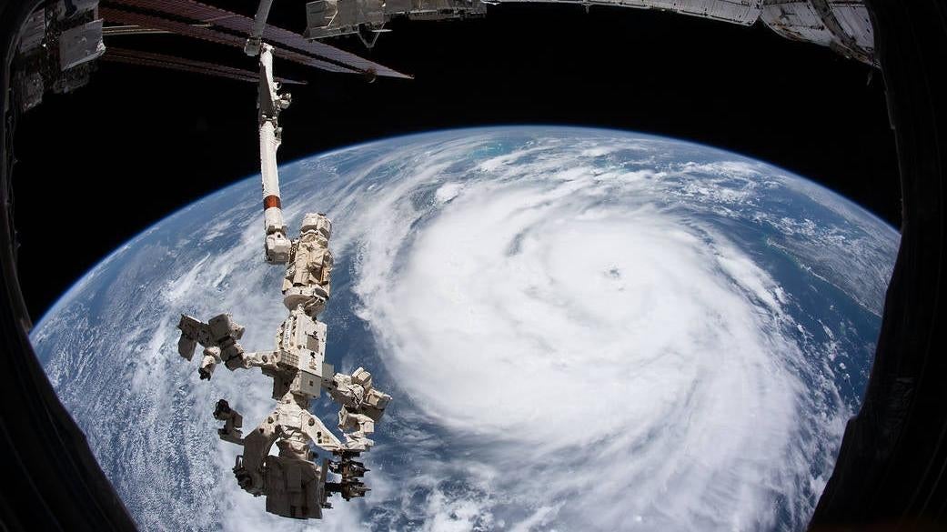 A recent view of Earth from the ISS, showing Hurricane Ida.  (Image: NASA)