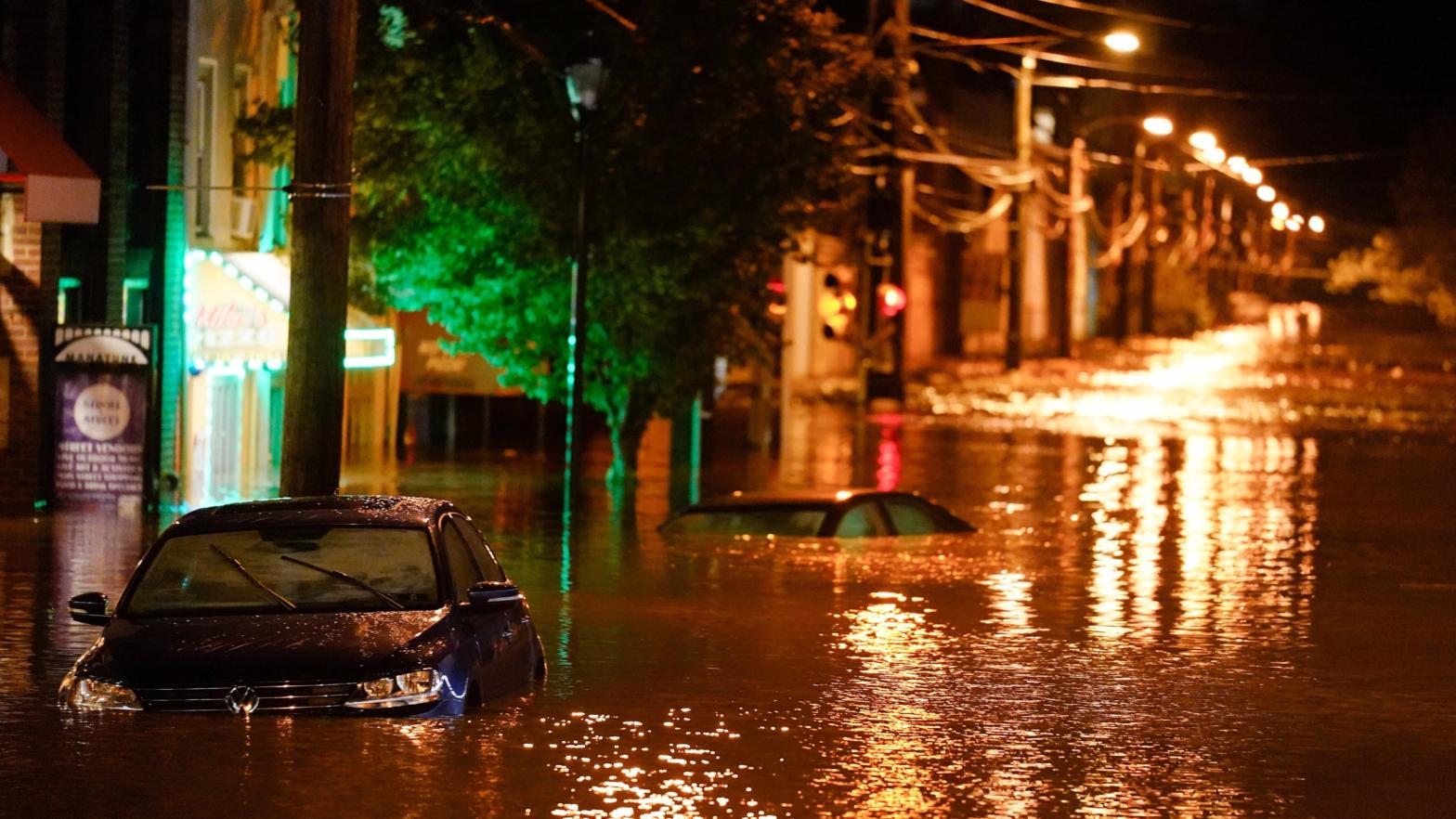 A flooded street in Philadelphia on Wednesday night. (Photo: Matt Rourke, AP)