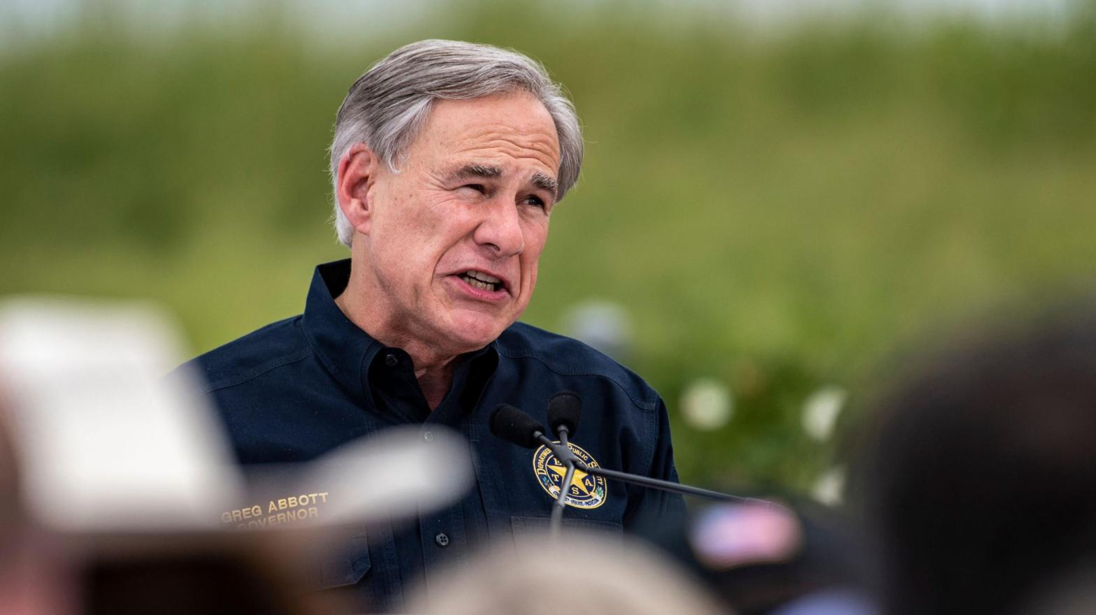 Texas Governor Greg Abbott speaks during a visit to the border wall near Pharr, Texas on June 30, 2021. (Photo: Sergio Flores, Getty Images)