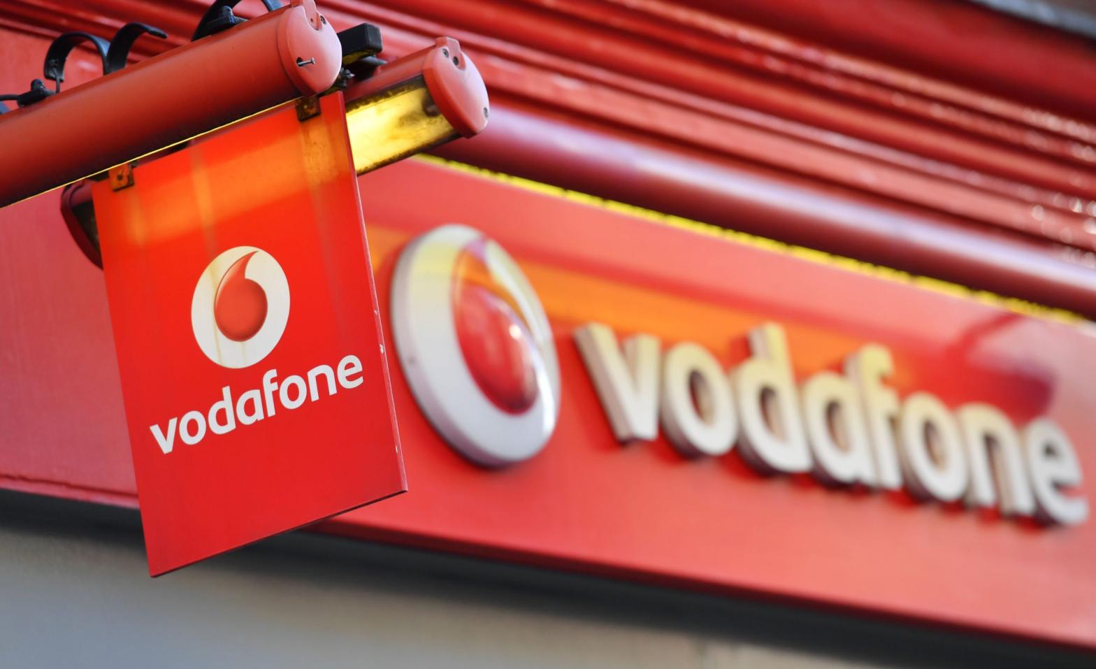 The Vodafone logo on display outside a retail shop in London in January 2018. (Photo: Ben Stansall, Getty Images)