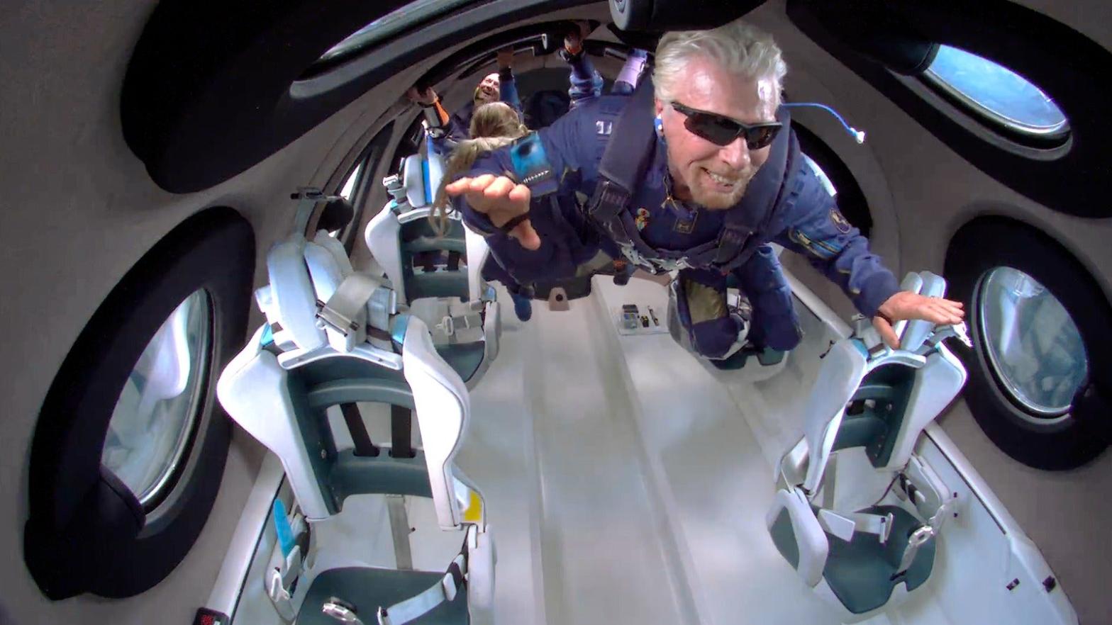 Richard Branson during the Unity 22 mission to space on July 11, 2021. (Image: Virgin Galactic)