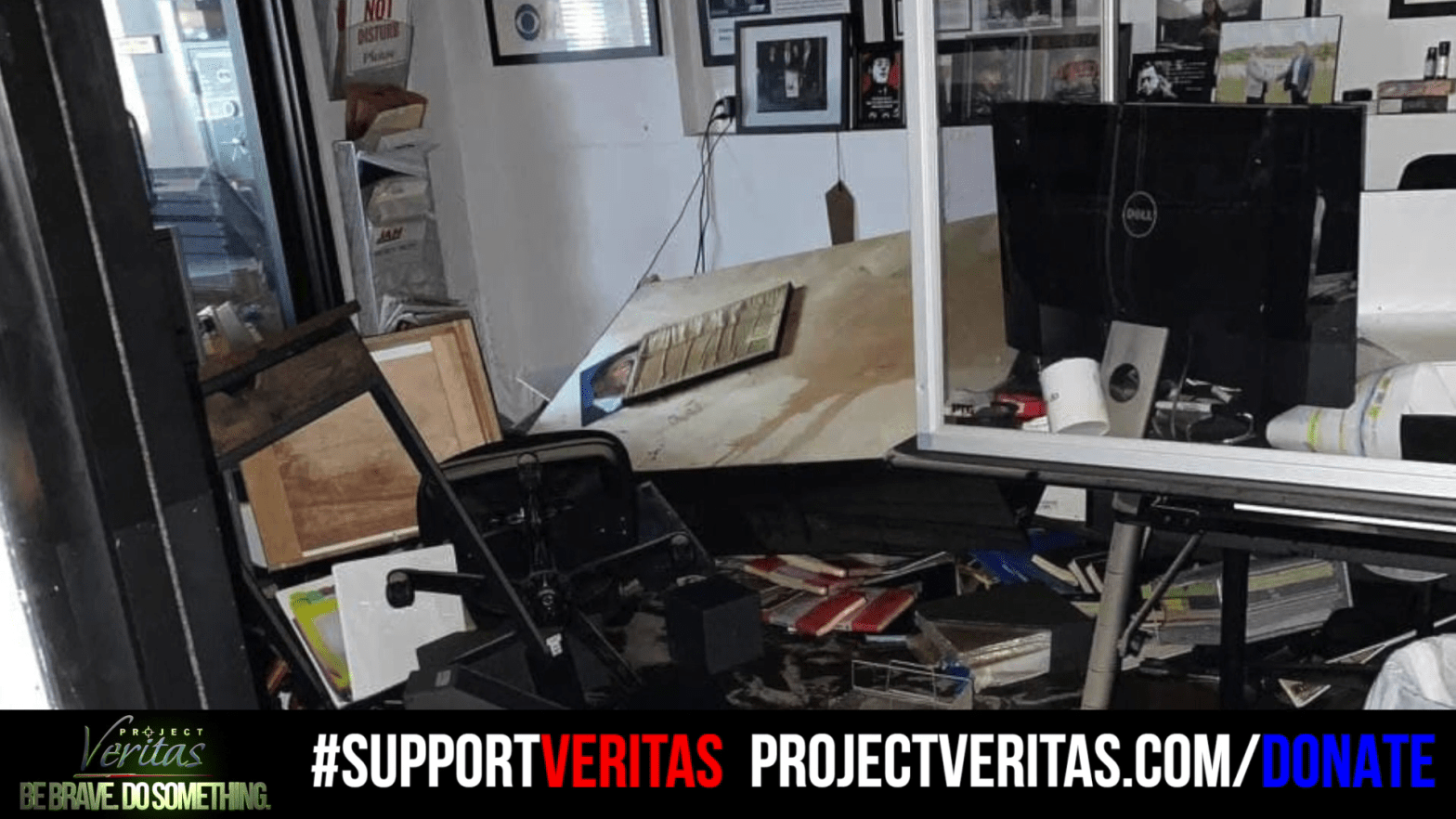 Video purporting to show the destroyed headquarters of Project Veritas after Hurricane Ida. (Screenshot: Project Veritas, Fair Use)