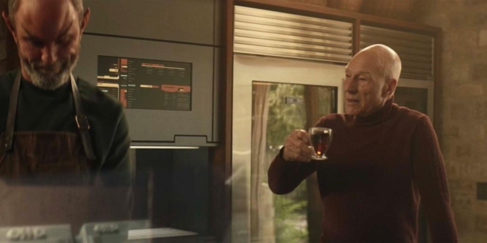 Picard takes a tea break. (Screenshot: Paramount+)