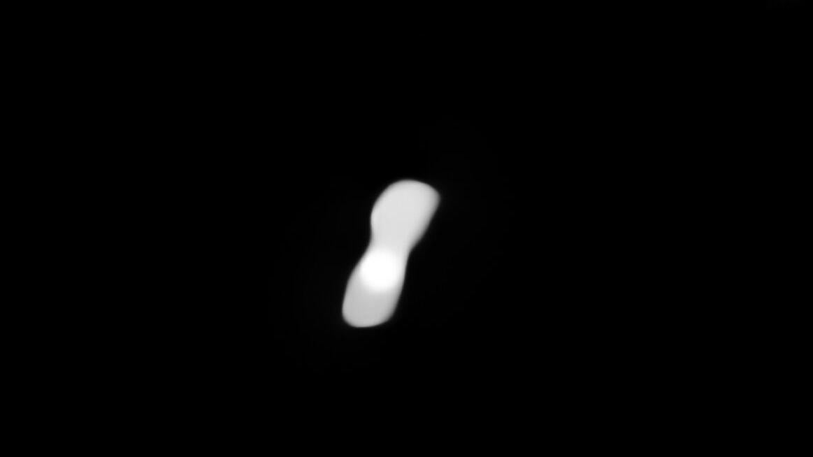 A processed image showing Kleopatra as it appeared in 2017.  (Image: ESO/Vernazza, Marchis et al./MISTRAL algorithm (ONERA/CNRS))