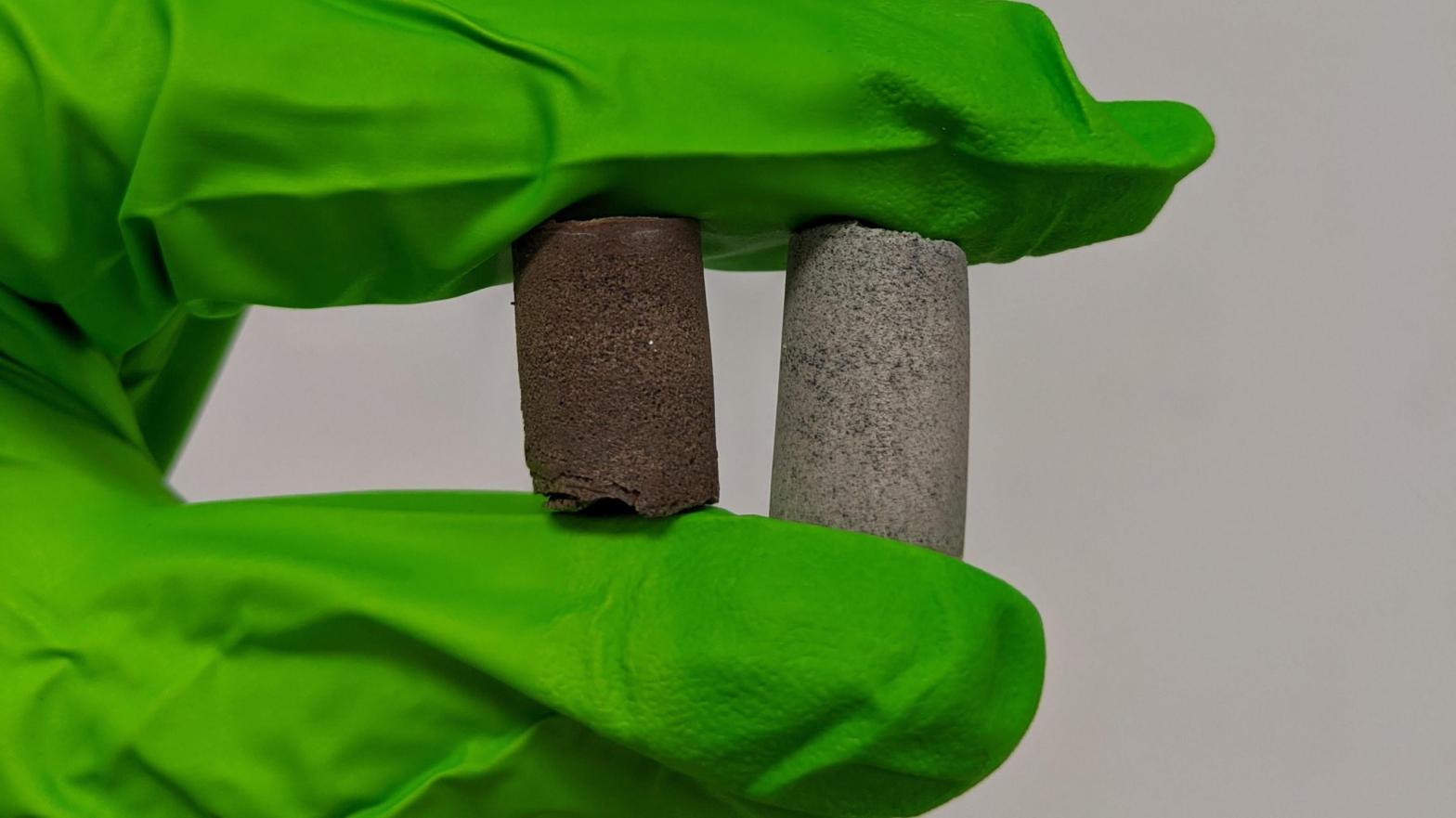 AstroCrete — a concrete-like substance made partly from human blood.  (Image: The University of Manchester)