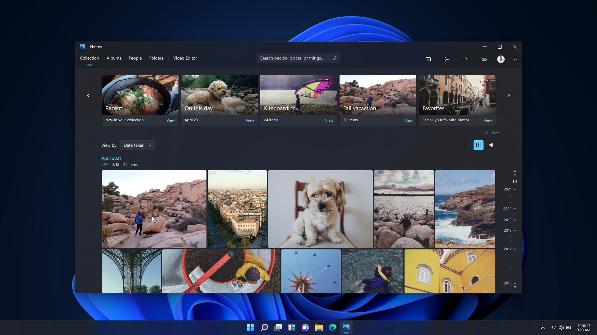 The new Windows 11 Photo app's UI, with Dark mode on.  (Screenshot: Microsoft)
