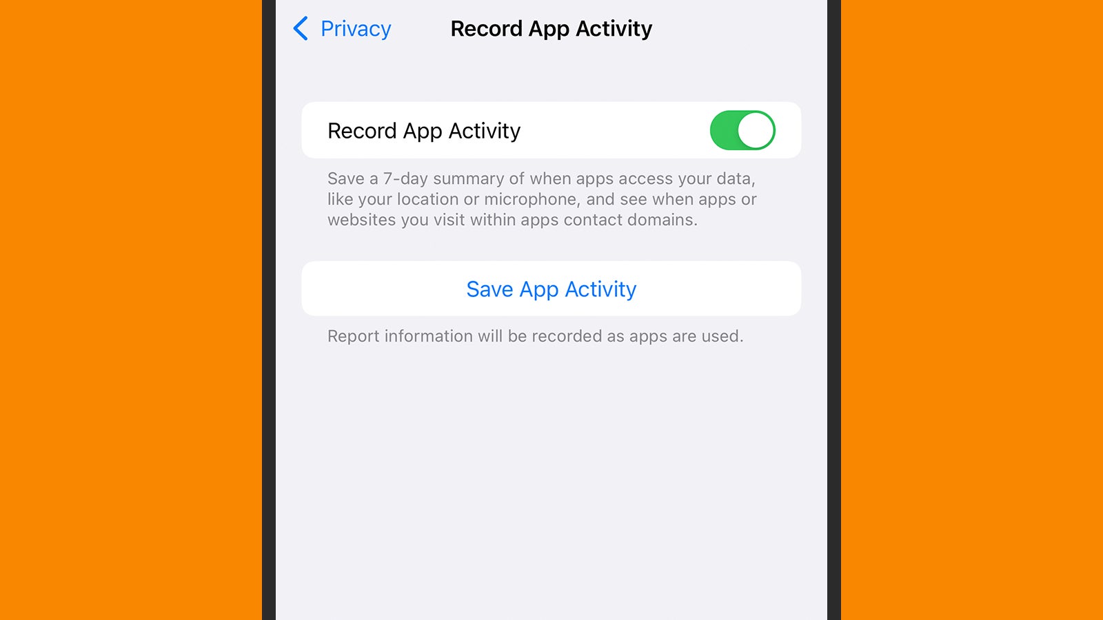 iOS 15 keeps an even closer eye on app activity. (Screenshot: iOS)