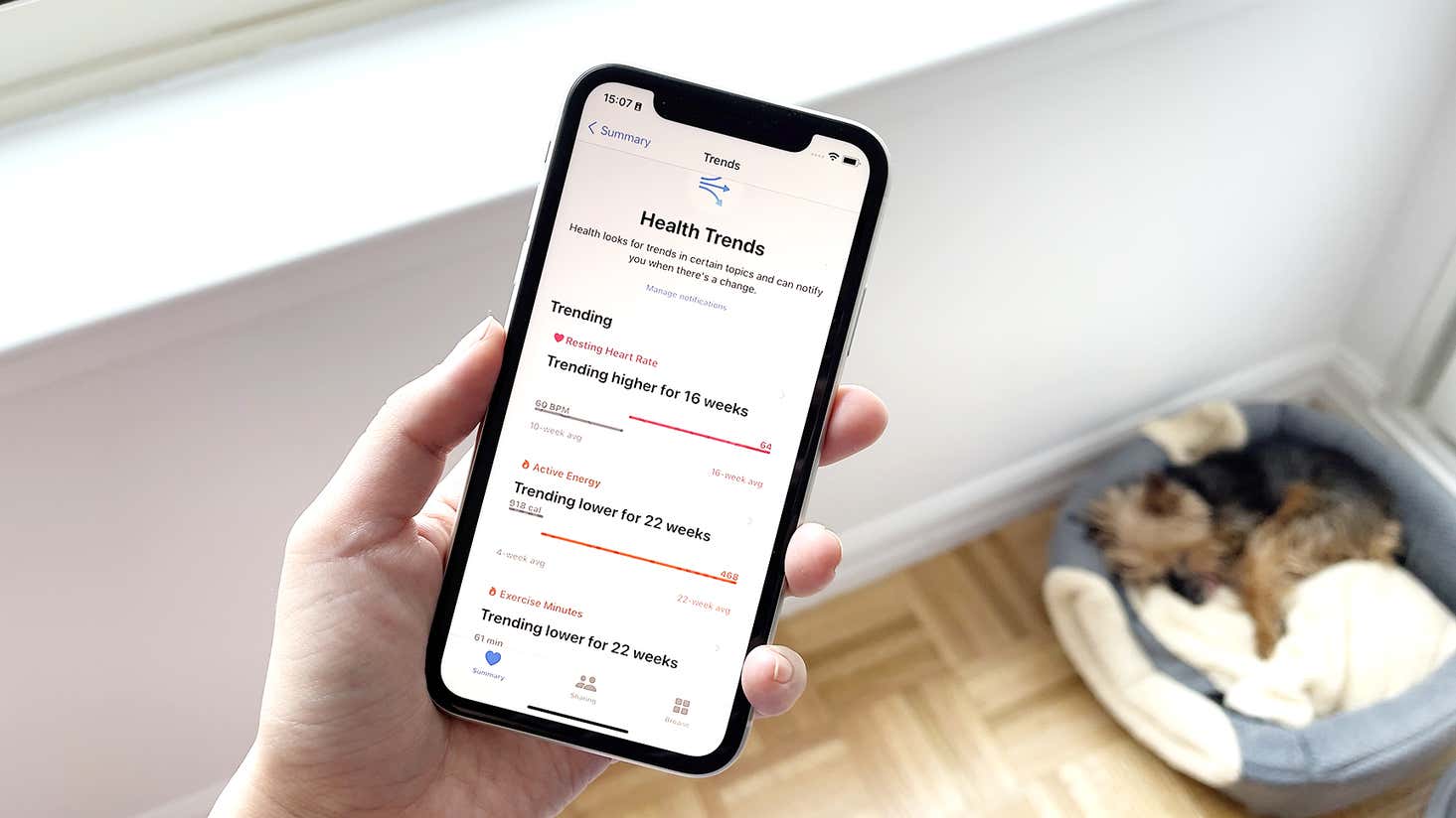 With iOS 15, Apple's introduced Health trends in its Health app. You can expect more features like this going forward, but that doesn't mean we'll see dystopian diagnoses from our gadgets. (Photo: Victoria Song/Gizmodo)
