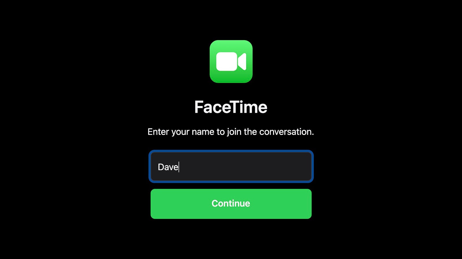 Joining FaceTime from the web. (Screenshot: FaceTime)
