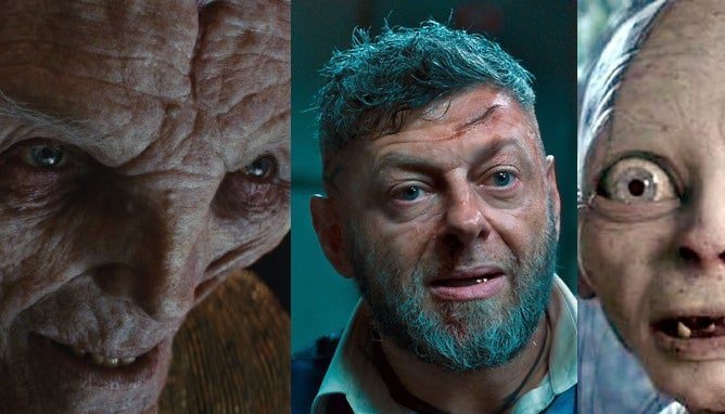 The many personalities of Andy Serkis. (Image: Lucasfilm, Marvel, New Line)