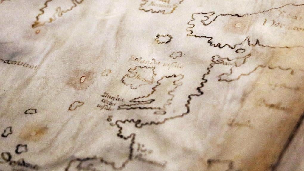 Partial view of the Vinland Map.  (Image: Yale News)