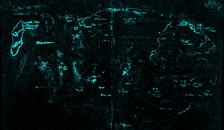 Macro X-ray fluorescence spectroscopy (XRF) showed ample amounts of titanium within the map's lines and text.  (Image: Yale News)