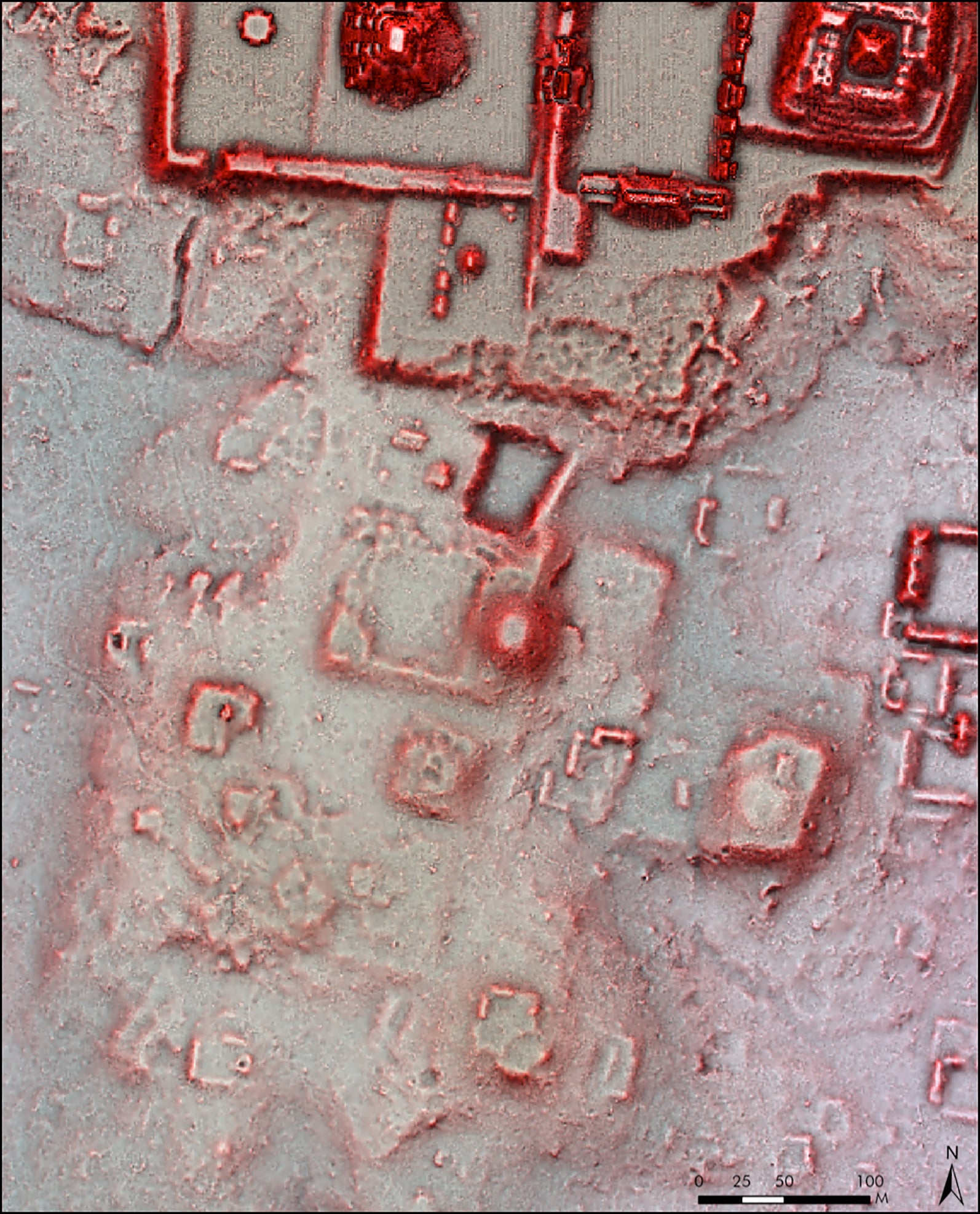 Filtered lidar image showing the structures at Tikal. (Image: T. Garrison/PACUNAM/Antiquity)