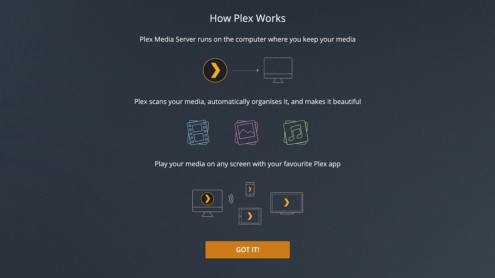 Plex guides you through the process of setting up a server. (Screenshot: Plex)