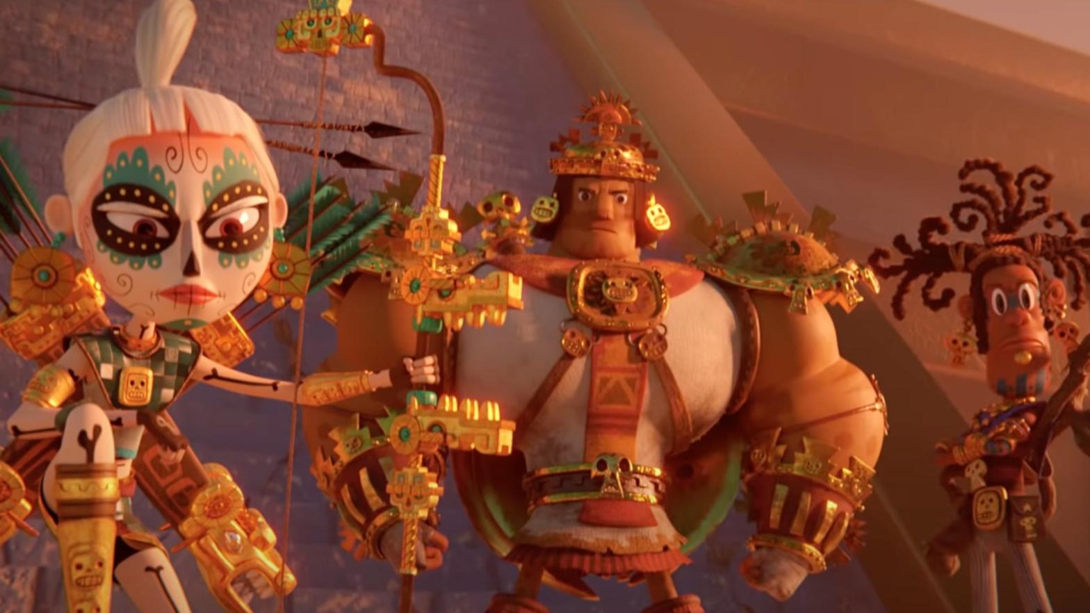 From left to right: Chimi the Skull Warrior, Picchu the Puma Barbarian, and Rico the Rooster Wizard. (Screenshot: Netflix)