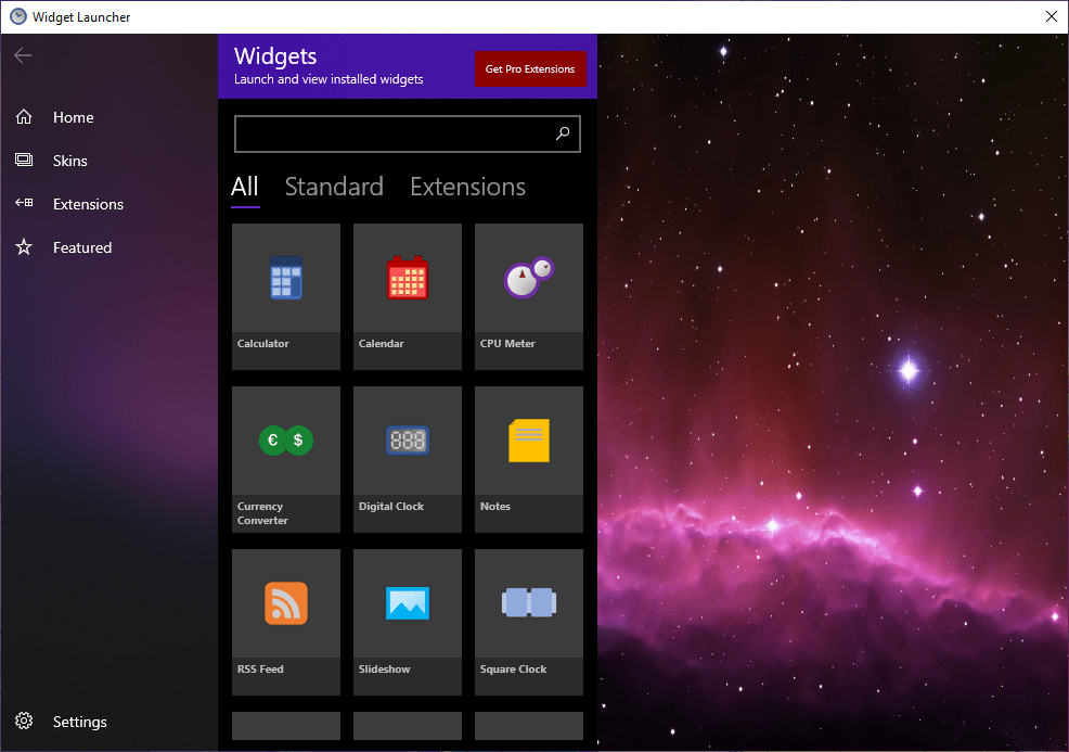 Widget Launcher lets you launch widgets atop Windows 10. That's it.  (Screenshot: Florence Ion / Gizmodo)