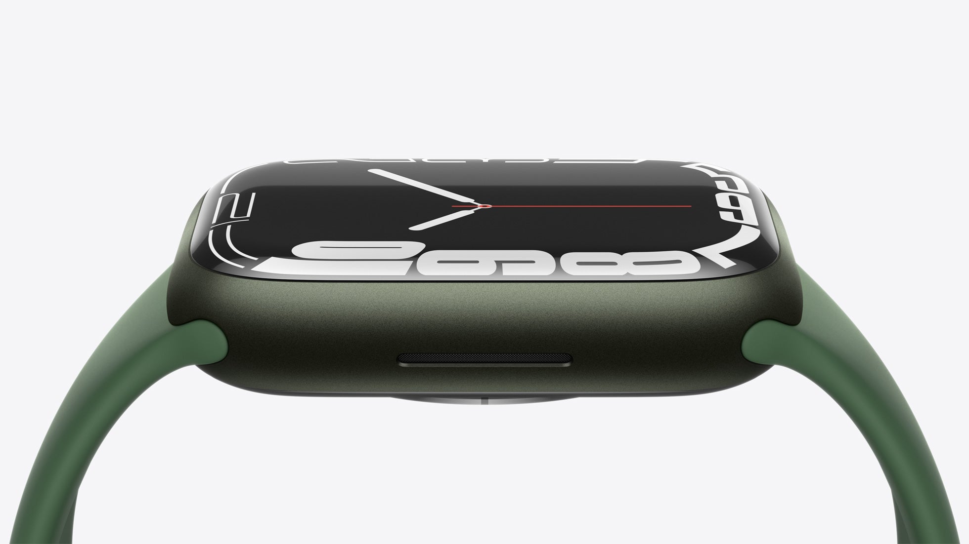 The Contour watch face demonstrates how thin the bezels on the Series 7 new display are. (Image: Apple)