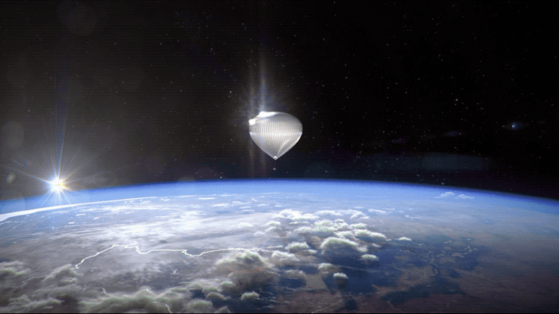 Simulation of the stratospheric balloon ride.  (Gif: World View/Gizmodo)