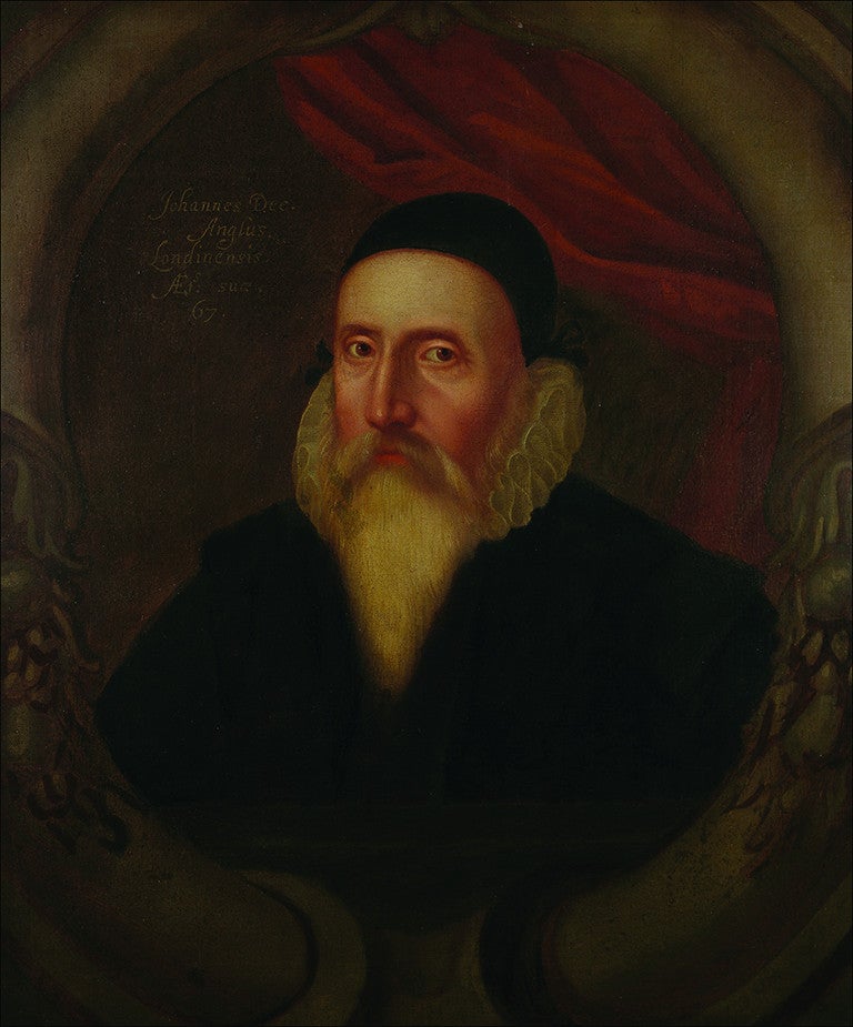 16th century portrait of John Dee by an unknown artist.  (Image: Scan from site of National Maritime Museum, Greenwich, Fair Use)