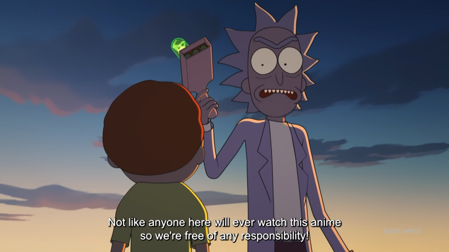 Jokes on you Rick, anime nerds will watch anything! (Screenshot: Adult Swim)