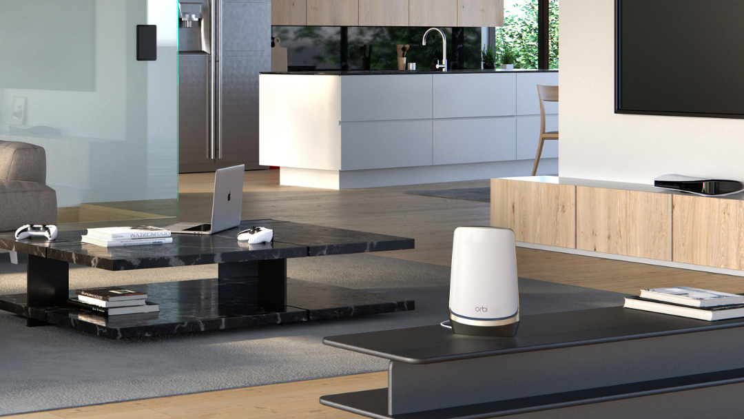 Netgear's newest mesh router is the quad-band Orbi capable of 6GHz speeds.  (Image: Netgear)
