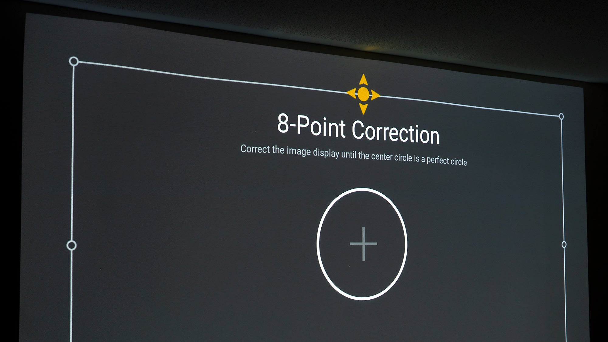 There's no auto keystone correction with the XGIMI Aura. Those adjustments have to be made manually using an eight-point correction system. (Photo: Andrew Liszewski - Gizmodo)