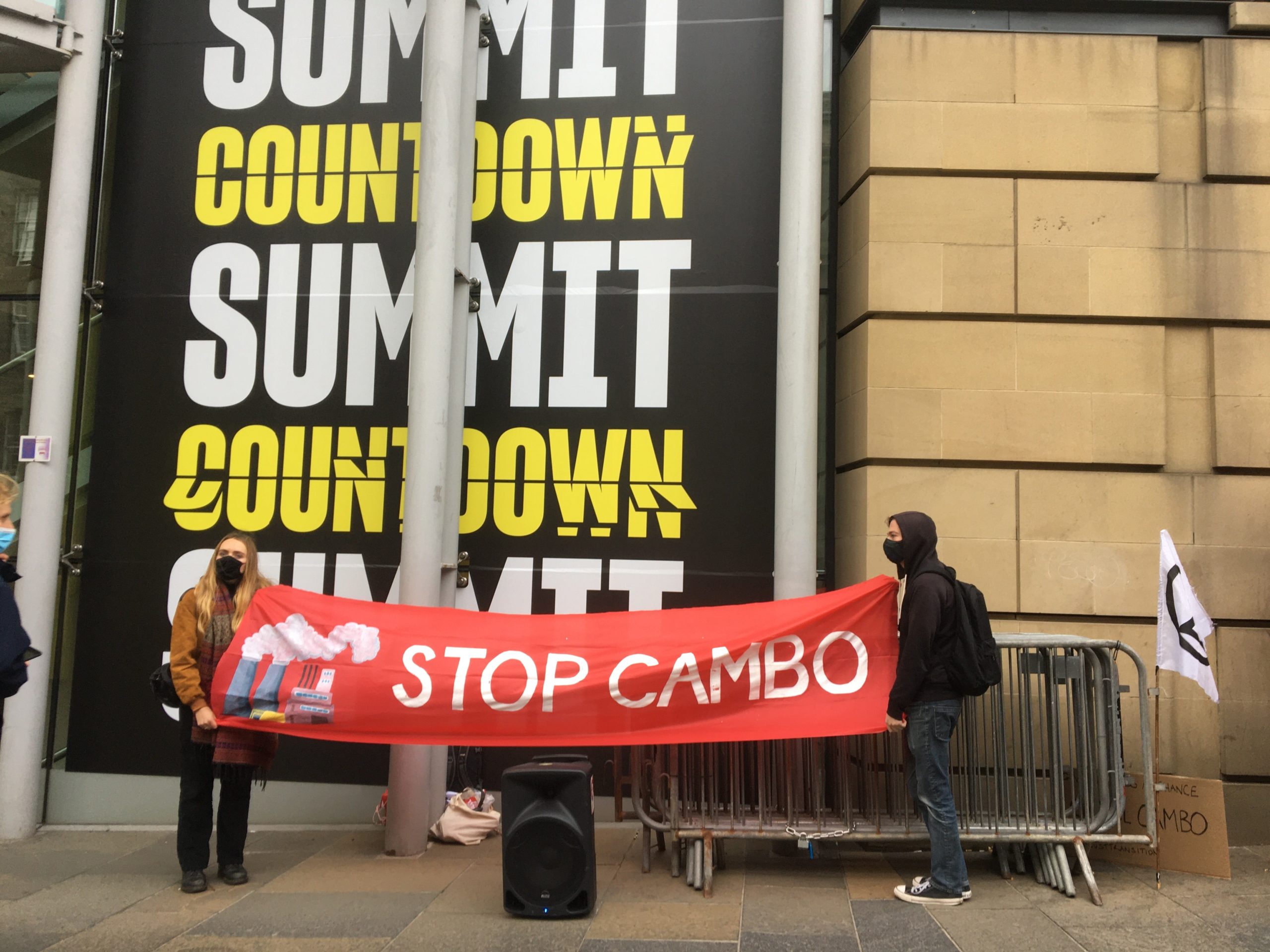Stop Cambo organisers protest outside the conference. (Photo: Stop Cambo (Used with permission))