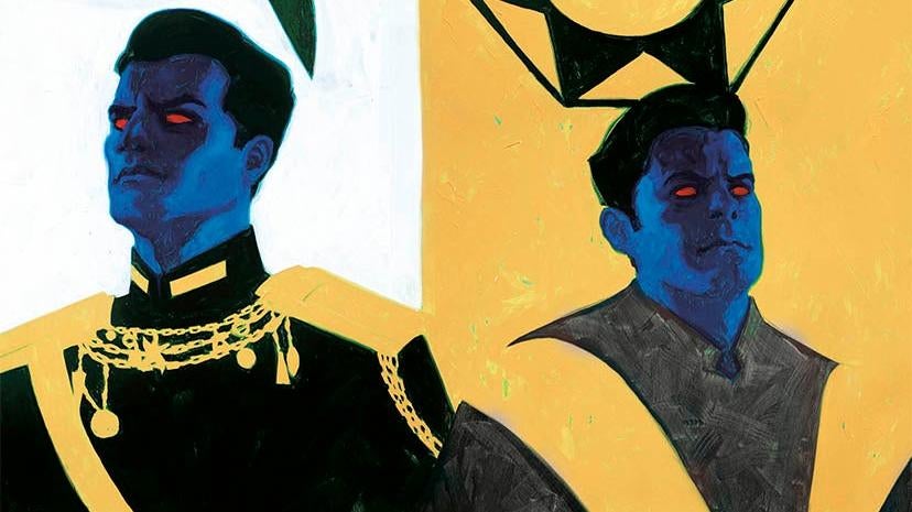 Thrawn and Thrass, as they appear on a poster included with the Barnes & Noble exclusive edition of Thrawn Ascendancy: Lesser Evil. (Image: Jeremy Wilson/Del Rey and Lucasfilm)