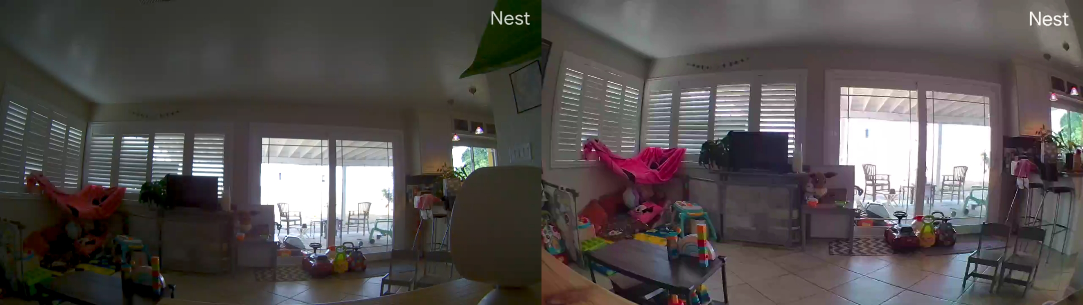 On the left is the camera preview for the original Nest camera, and on the right is the preview for the new indoor Nest Cam. (Image: Florence Ion / Gizmodo)