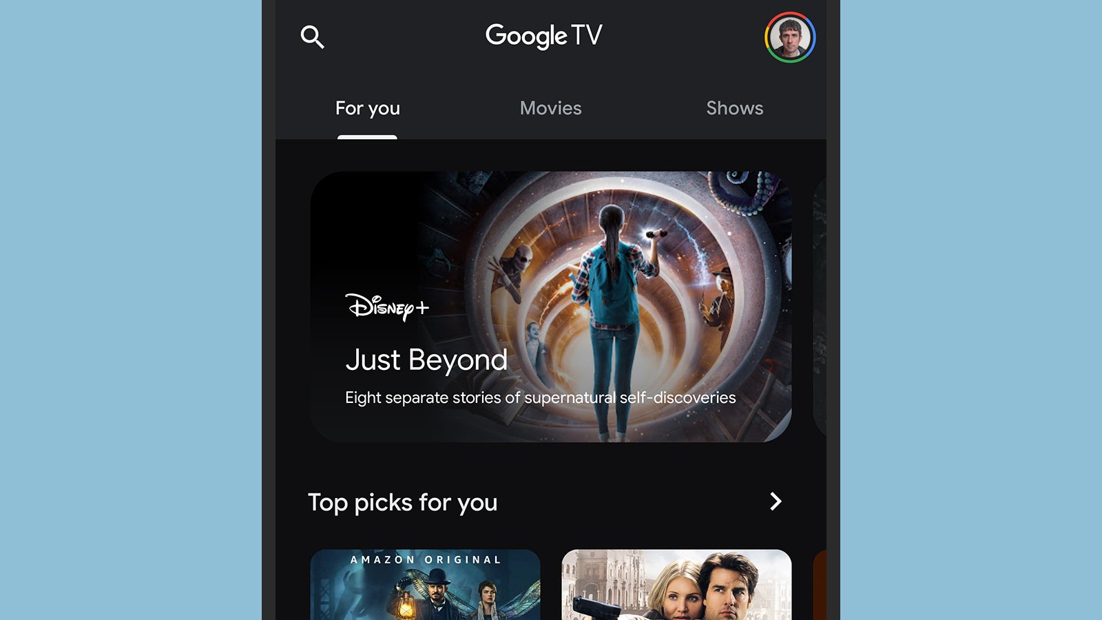 Google TV will keep recommending new content. (Screenshot: Google TV)