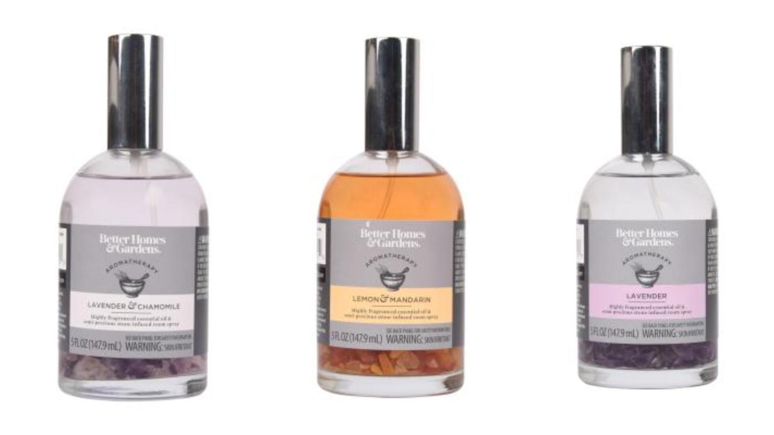 Three of the six brands of aromatherapy spray being recalled by Walmart over fears of bacterial contamination. (Photo: Consumer Safety Products Consmissions)