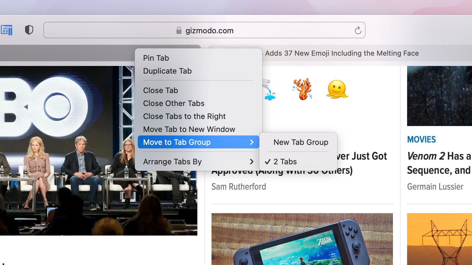 Safari now lets you save groups of tabs. (Screenshot: macOS)